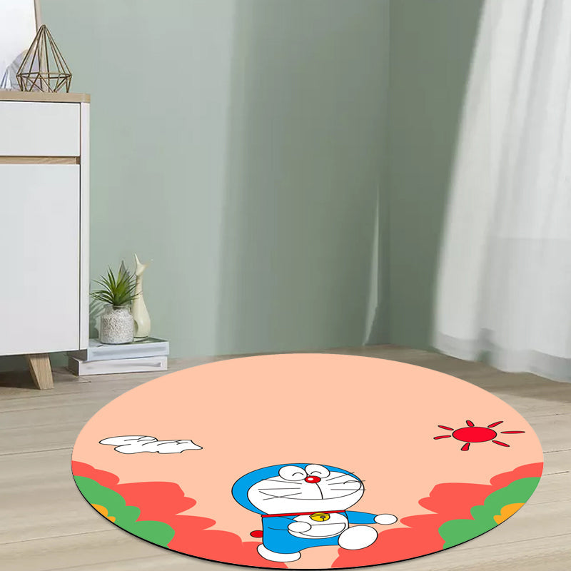 Frendorf | Kids Cartoon Cat Pattern Rug Roze en Rood Polyester Tapijt Wasbaar Huisdiervriendelijk Antislip Vloerkleed voor Kinderkamer