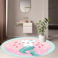 Frendorf | Kids Cartoon Cat Pattern Rug Roze en Rood Polyester Tapijt Wasbaar Huisdiervriendelijk Antislip Vloerkleed voor Kinderkamer