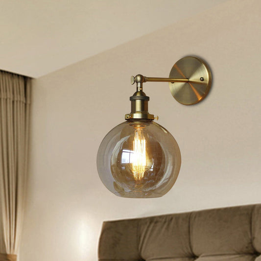 Frendorf | Klarer Glaskugel Wandbeleuchtung Industrie Stil 1 Licht Schlafzimmer Wandleuchte Leuchte