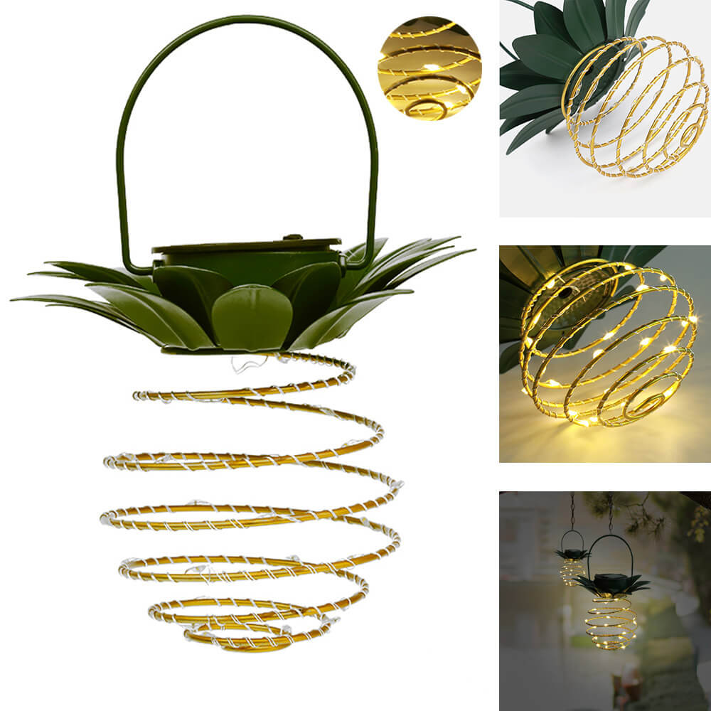 Frendorf | SolarShine Ananas-Laterne | LED Solar Gartenlampe | Kupferdraht | Outdoor Wasserdicht | Hängende Deko-Leuchten