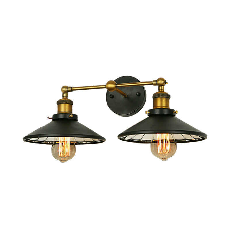 Frendorf | 2/3 Lampen Kegel Schirm Wandmontage Licht Vintage Stil Schwarzes Metall Wandleuchte Beleuchtung für Restaurant