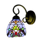 Frendorf | Dome Wandverlichting met Blauwe / Bruine Glazen Schaduw Victoriaanse Stijl 1 Licht Mini Wandlamp in Messing Afwerking