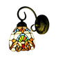 Frendorf | Dome Wandverlichting met Blauwe / Bruine Glazen Schaduw Victoriaanse Stijl 1 Licht Mini Wandlamp in Messing Afwerking