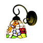 Frendorf | Rustieke Libelle Wandlamp met Gebogen Arm 1 Lichts Gekleurd Glas Wandverlichting in Messing