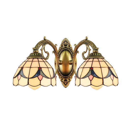 Frendorf | 2 Lights Dome Wandlamp met Magnolia Wit/Beige Glas Tiffany Wandlamp voor Woonkamer