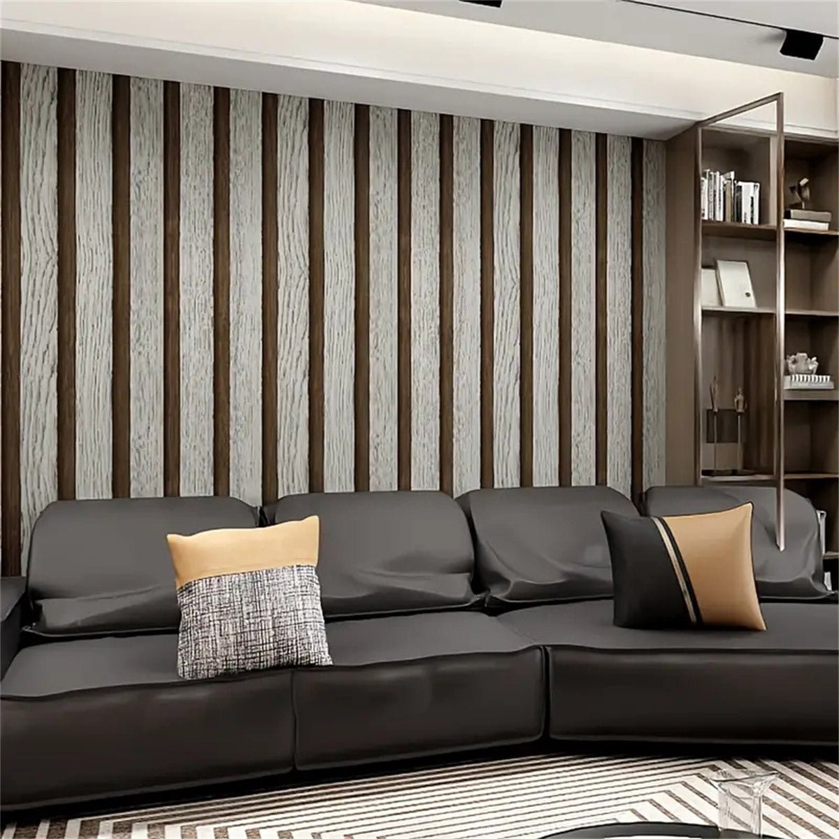 WoodStyle 3D Selbstklebende PVC Wandpaneele – Holzoptik, Öl- und Schmutzabweisend, Einfache Installation – Für Wohnzimmer & Küche