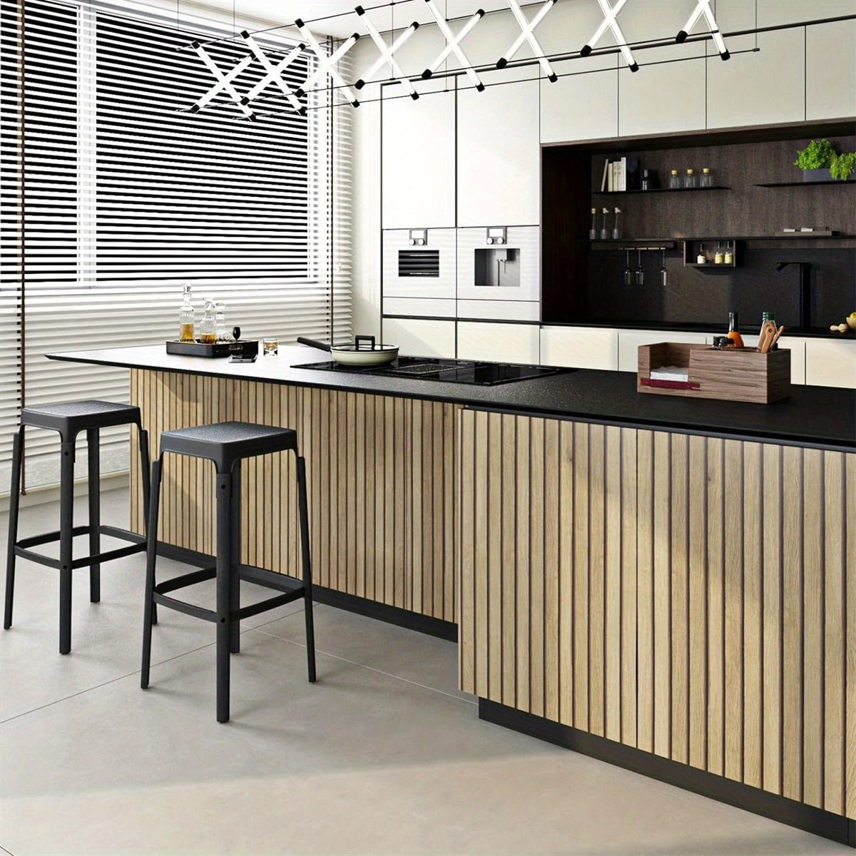 WoodStyle 3D Selbstklebende PVC Wandpaneele – Holzoptik, Öl- und Schmutzabweisend, Einfache Installation – Für Wohnzimmer & Küche