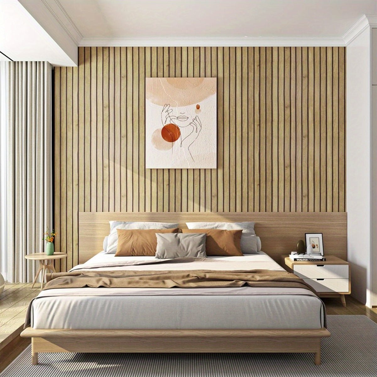 WoodStyle 3D Selbstklebende PVC Wandpaneele – Holzoptik, Öl- und Schmutzabweisend, Einfache Installation – Für Wohnzimmer & Küche