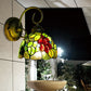 Frendorf | Lichtgroene Glazen Koepel Wandlamp Fixture Tiffany 1 Kop Antiek Brons Wandlamp met Boog/Gebogen Arm