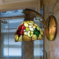 Frendorf | Lichtgroene Glazen Koepel Wandlamp Fixture Tiffany 1 Kop Antiek Brons Wandlamp met Boog/Gebogen Arm