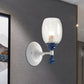 Frendorf | 1/2-Bulb Bedside Wandlamp Plattelands Blauw/Goud/Donkerblauw Wandverlichting mit Ovale Heldere Barstglas Shade