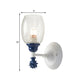 Frendorf | 1/2-Bulb Bedside Wandlamp Plattelands Blauw/Goud/Donkerblauw Wandverlichting mit Ovale Heldere Barstglas Shade