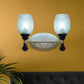 Frendorf | 1/2-Bulb Bedside Wandlamp Plattelands Blauw/Goud/Donkerblauw Wandverlichting mit Ovale Heldere Barstglas Shade