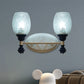 Frendorf | 1/2-Bulb Bedside Wandlamp Plattelands Blauw/Goud/Donkerblauw Wandverlichting mit Ovale Heldere Barstglas Shade