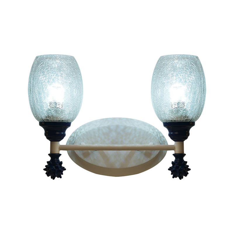 Frendorf | 1/2-Bulb Bedside Wandlamp Plattelands Blauw/Goud/Donkerblauw Wandverlichting mit Ovale Heldere Barstglas Shade