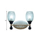 Frendorf | 1/2-Bulb Bedside Wandlamp Plattelands Blauw/Goud/Donkerblauw Wandverlichting mit Ovale Heldere Barstglas Shade