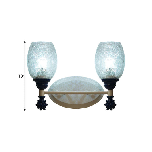 Frendorf | 1/2-Bulb Bedside Wandlamp Plattelands Blauw/Goud/Donkerblauw Wandverlichting mit Ovale Heldere Barstglas Shade