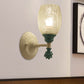 Frendorf | 1/2-Bulb Bedside Wandlamp Plattelands Blauw/Goud/Donkerblauw Wandverlichting mit Ovale Heldere Barstglas Shade