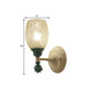 Frendorf | 1/2-Bulb Bedside Wandlamp Plattelands Blauw/Goud/Donkerblauw Wandverlichting mit Ovale Heldere Barstglas Shade
