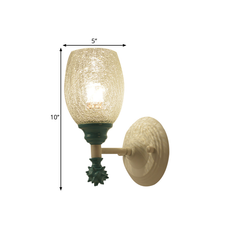 Frendorf | 1/2-Bulb Bedside Wandlamp Plattelands Blauw/Goud/Donkerblauw Wandverlichting mit Ovale Heldere Barstglas Shade