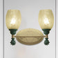 Frendorf | 1/2-Bulb Bedside Wandlamp Plattelands Blauw/Goud/Donkerblauw Wandverlichting mit Ovale Heldere Barstglas Shade