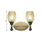 Frendorf | 1/2-Bulb Bedside Wandlamp Plattelands Blauw/Goud/Donkerblauw Wandverlichting mit Ovale Heldere Barstglas Shade
