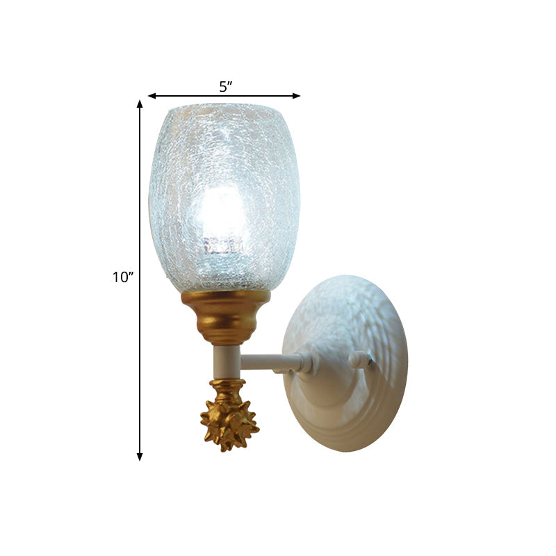 Frendorf | 1/2-Bulb Bedside Wandlamp Plattelands Blauw/Goud/Donkerblauw Wandverlichting mit Ovale Heldere Barstglas Shade