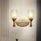 Frendorf | 1/2-Bulb Bedside Wandlamp Plattelands Blauw/Goud/Donkerblauw Wandverlichting mit Ovale Heldere Barstglas Shade