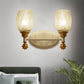 Frendorf | 1/2-Bulb Bedside Wandlamp Plattelands Blauw/Goud/Donkerblauw Wandverlichting mit Ovale Heldere Barstglas Shade