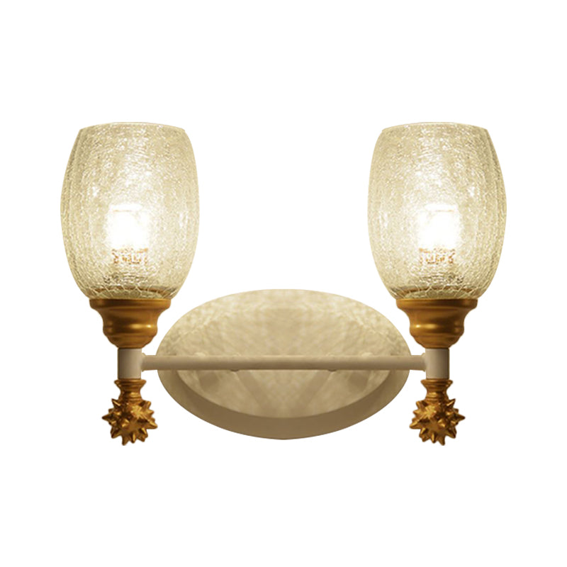 Frendorf | 1/2-Bulb Bedside Wandlamp Plattelands Blauw/Goud/Donkerblauw Wandverlichting mit Ovale Heldere Barstglas Shade