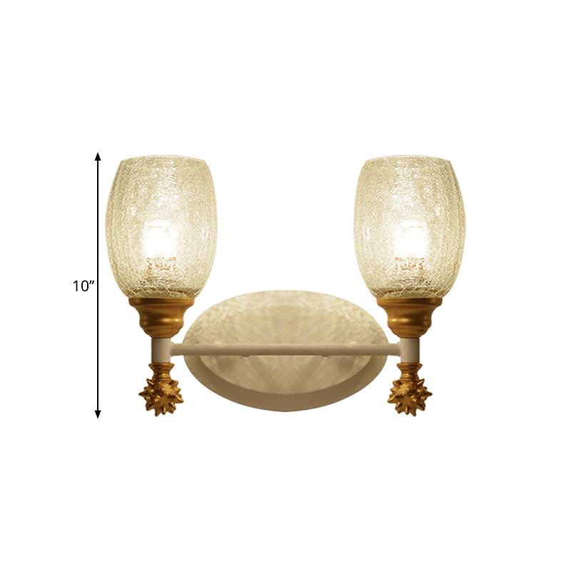 Frendorf | 1/2-Bulb Bedside Wandlamp Plattelands Blauw/Goud/Donkerblauw Wandverlichting mit Ovale Heldere Barstglas Shade