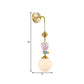 Globe Wandbeleuchtung Fixture Cartoon Opakes Glas 1 Kopf Gold Wandmontierte Lampe mit Schaf/Affe/Kaninchen Deco