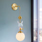 Globe Wandbeleuchtung Fixture Cartoon Opakes Glas 1 Kopf Gold Wandmontierte Lampe mit Schaf/Affe/Kaninchen Deco