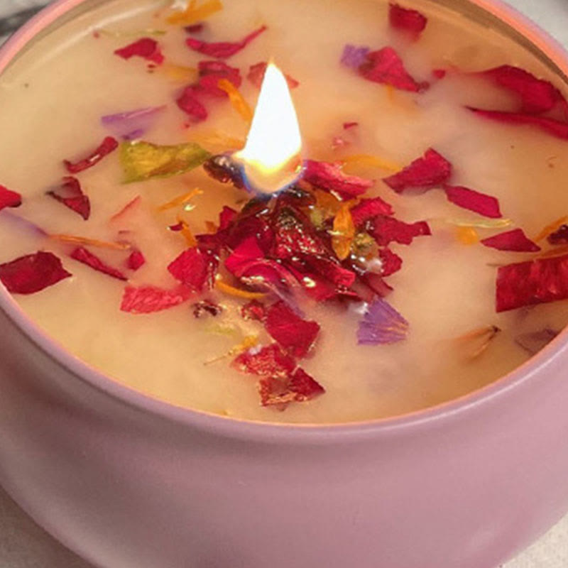 Frendorf natürliche getrocknete Blumen Sojawachskerze Kristall Aromatherapie