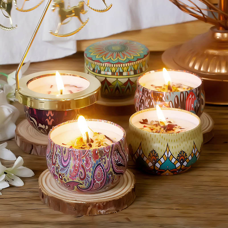 Frendorf natürliche getrocknete Blumen Sojawachskerze Kristall Aromatherapie