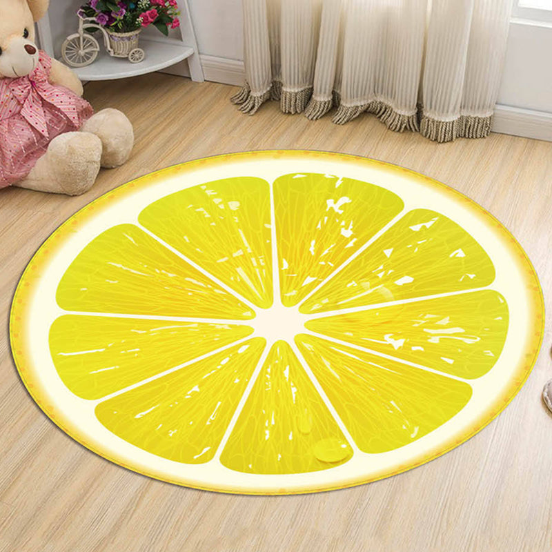 Frendorf | Kinderen Fruitpatroon Tapijt Geel en Groen Polyester Tapijt Wasbaar Diervriendelijk Antislip Gebied Tapijt voor Kinderkamer