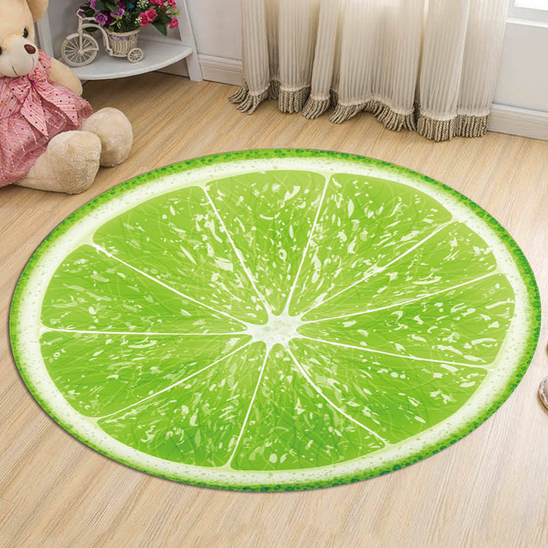 Frendorf | Kinderen Fruitpatroon Tapijt Geel en Groen Polyester Tapijt Wasbaar Diervriendelijk Antislip Gebied Tapijt voor Kinderkamer
