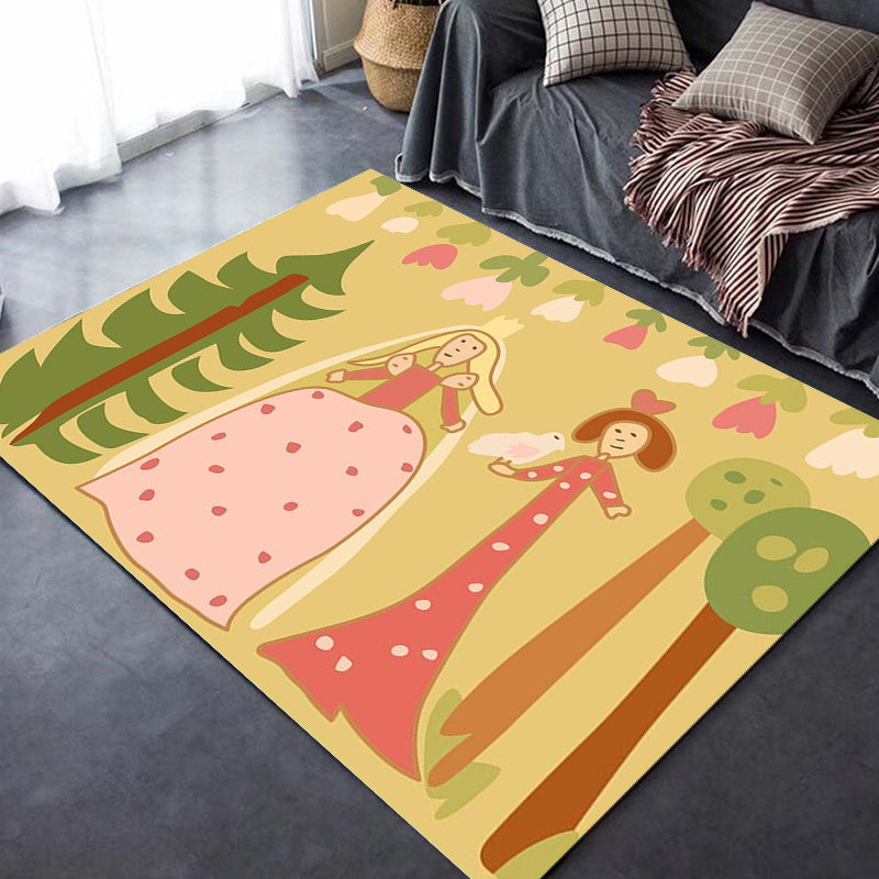 Frendorf | Kinderen Plant Patroon Tapijt Groen en Blauw Polyester Tapijt Wasbaar Huisdiervriendelijk Antislip Vloerkleed voor de Kinderkamer
