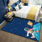 Frendorf | Stylish Outer Space pattern rug blue and black children's rug polyester washable pet-friendly anti-slip rug for children's room