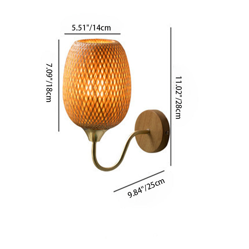 Frendorf | BambuLux Handgewebte Wandlampe | Moderner Bambus-Lampenschirm | 1-flammig | Umweltfreundliche Beleuchtung