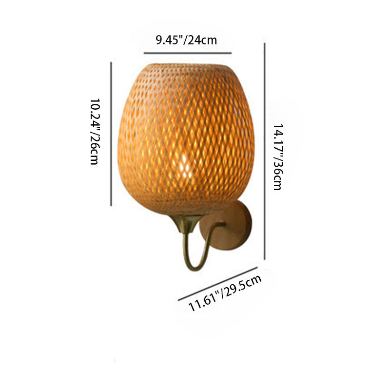 Frendorf | BambuLux Handgewebte Wandlampe | Moderner Bambus-Lampenschirm | 1-flammig | Umweltfreundliche Beleuchtung