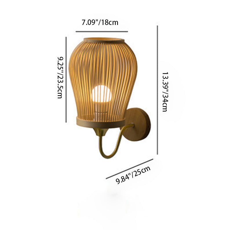 Frendorf | BambuLux Handgewebte Wandlampe | Moderner Bambus-Lampenschirm | 1-flammig | Umweltfreundliche Beleuchtung