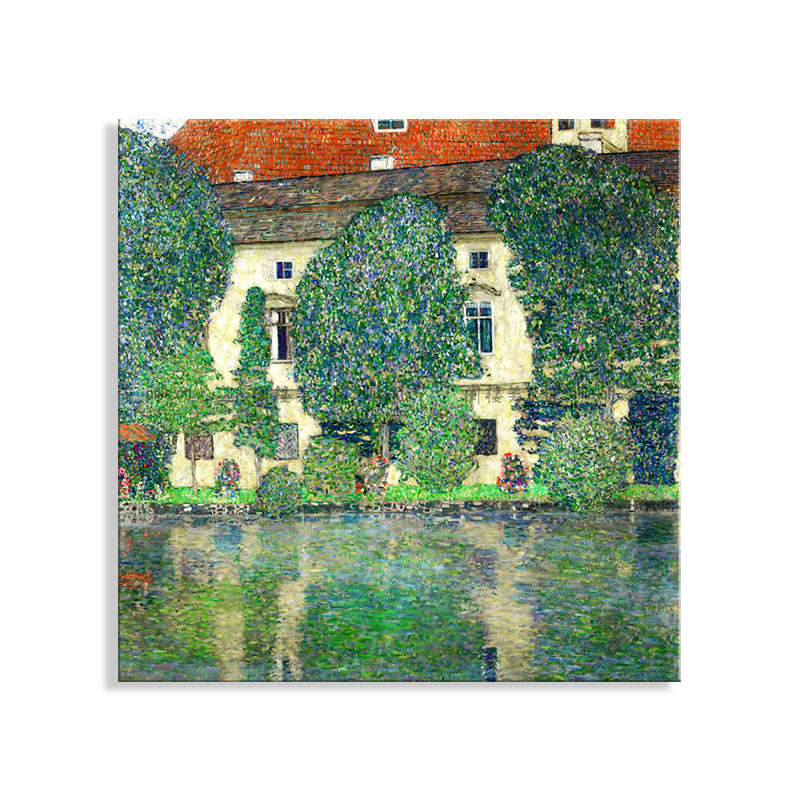 Frendorf | Impressionismus Stil Mädchen Wanddekoration Riverside House Grüne Kunst, Verschiedene Größenoptionen