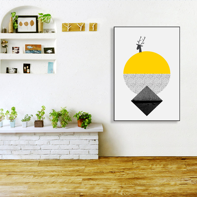 Gelbes neuartiges geometrisches Mustermalerei-Illustration nordische strukturierte Leinwand für Spielzimmer