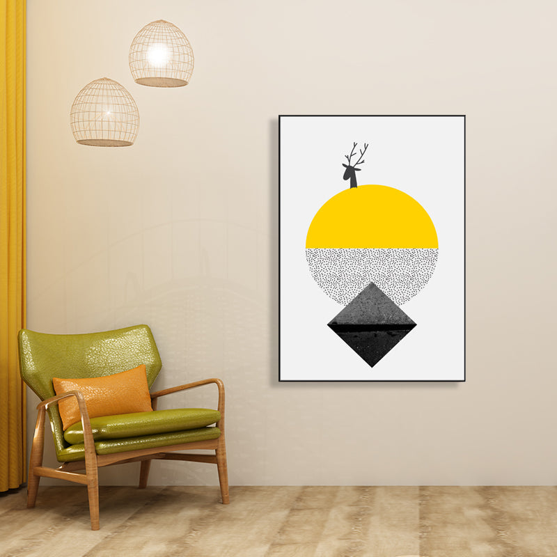 Gelbes neuartiges geometrisches Mustermalerei-Illustration nordische strukturierte Leinwand für Spielzimmer