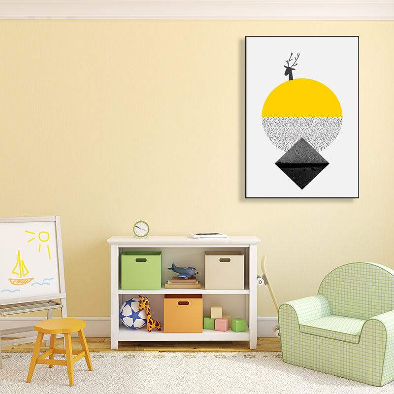 Gelbes neuartiges geometrisches Mustermalerei-Illustration nordische strukturierte Leinwand für Spielzimmer