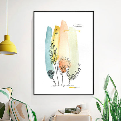 Frendorf | Botanische Malerei Moderner Stil Leinwand Texturiertes Wandkunst in Orange, Mehrere Größen