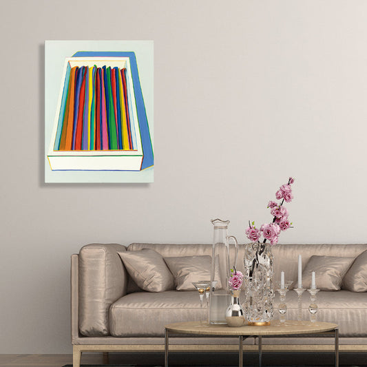 Frendorf | Blaue Mehrfarbige Krawatten Wanddekoration Texturiert Traditioneller Stil Mädchenzimmer Leinwand