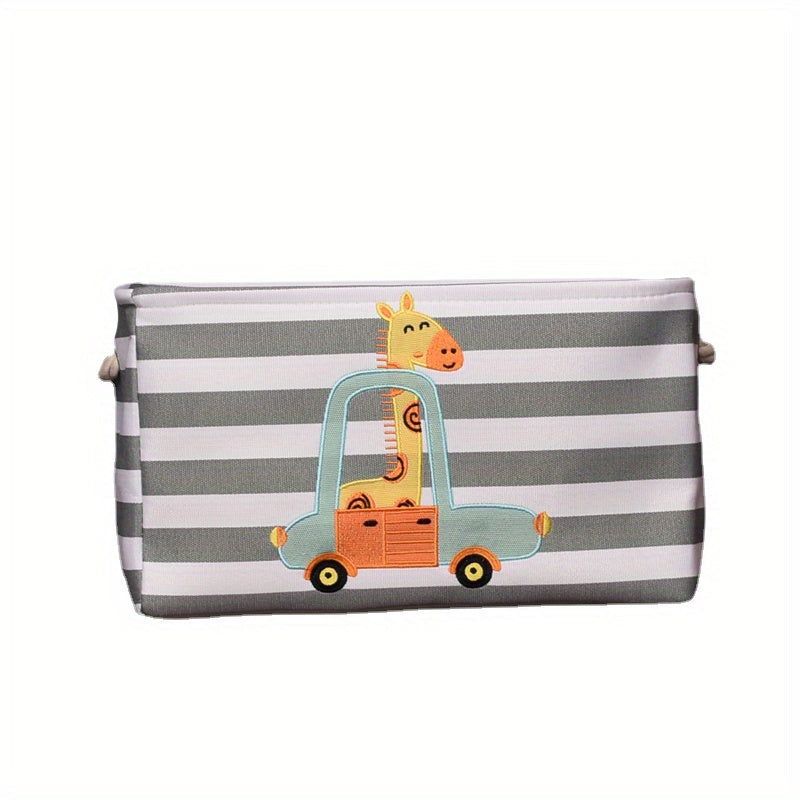 Frendorf | Aufbewahrungskorb für Spielzeug und Kleidung – Design mit Cartoon-Löwe und -Giraffe