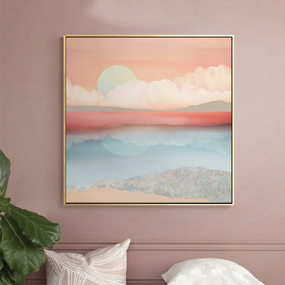 Frendorf | Moderne Sunset Scenery Canvas voor Meisjes Slaapkamer Illustratie Wanddecoratie, Meerdere Maten